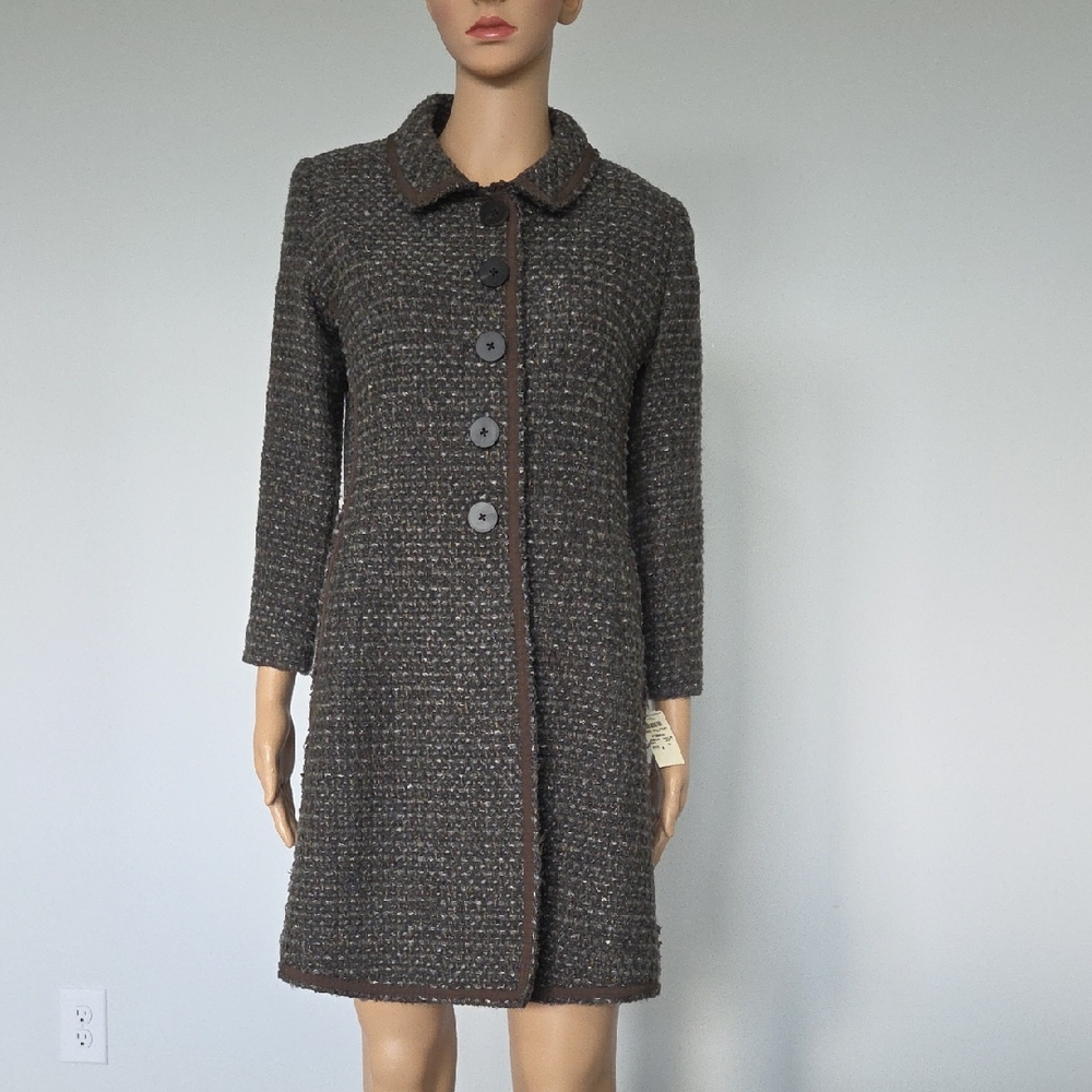 AEVE Chic Brown Tweed Pea Coat S